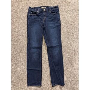 Levis 505 Jeans Womens 28x32 6M Blue Dark Wash Indigo Straight Leg Stretch Denim